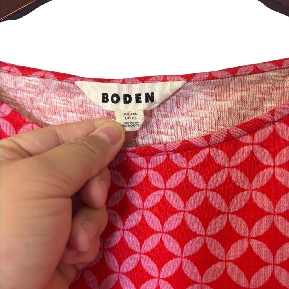 Boden Women’s Pink/ Red Geometric Midi Print Sleeveless Dress Size 8 - Picture 3 of 5